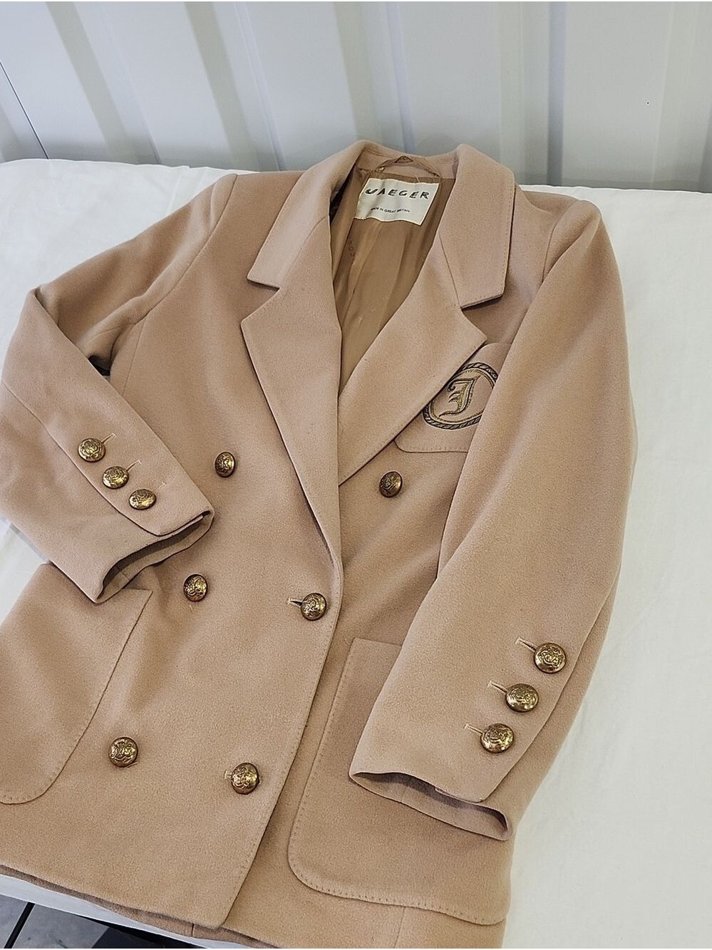 Jaeger Vintage Double-Breasted Blazer Wool Cashmere Womens Sz 6 Classic Luxury - Picture 8 of 15